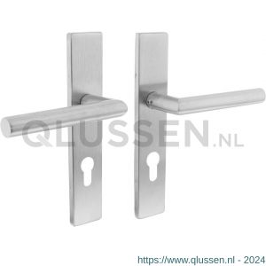 Intersteel Essentials 1307 deurkruk Hoek 90 graden op verdekt schild rechthoek profielcilindergat 72 mm met nokken 7 mm RVS EN 1906/4 klein krukgat 0035.130736