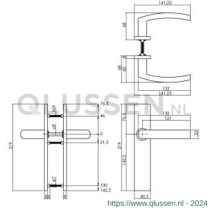 Intersteel Essentials 1327 deurkruk Blok op verdekt schild rechthoek blind met nokken 7 mm RVS EN 1906/4 0035.132711