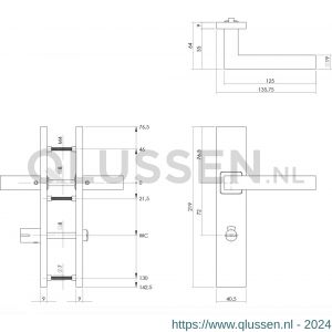 Intersteel Essentials 1337 deurkruk Vierkant op verdekt schild rechthoek WC 72/8 mm met nokken 7 mm RVS EN 1906/4 0035.133767