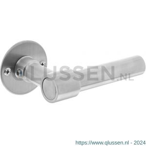 Intersteel Essentials 1670 gatdeel deurkruk L-model recht met ronde platte rozet 50x2 mm RVS geborsteld 0035.167002A