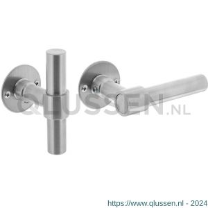 Intersteel Living 1671 deurkruk L/T-model recht met ronde platte rozet 50x2 mm RVS geborsteld 0035.167102