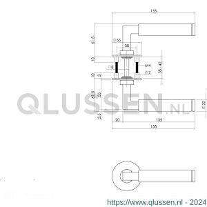 Intersteel Essentials 1850 deurkruk Hoek 90 graden vastdraaibaar geveerd op vierkante magneet rozet RVS 0035.185002