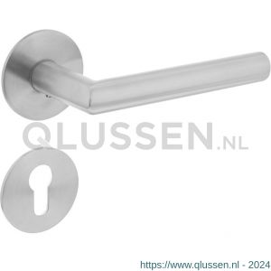 Intersteel Essentials 1840 deurkruk Hoek 90 graden vastdraaibaar geveerd op ronde magneet rozet met profielcilinderplaatje RVS 0035.184005