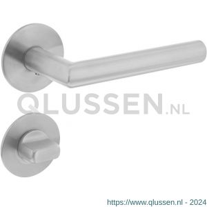 Intersteel Essentials 1840 deurkruk Hoek 90 graden vastdraaibaar geveerd op ronde magneet rozet met WC 7 mm RVS geborsteld 0035.184009