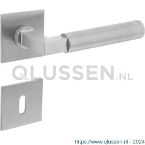 Intersteel Essentials 1849 deurkruk Baustil vastdraaibaar geveerd op vierkante magneet rozet met sleutelplaatje RVS 0035.184903