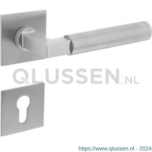 Intersteel Essentials 1849 deurkruk Baustil vastdraaibaar geveerd op vierkante magneet rozet met profielcilinderplaatje RVS 0035.184905