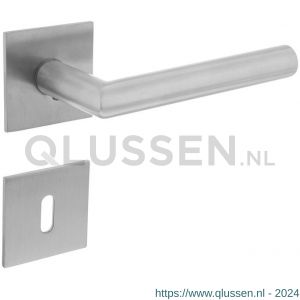 Intersteel Essentials 1850 deurkruk Hoek 90 graden vastdraaibaar geveerd op vierkante magneet rozet met sleutelplaatje RVS 0035.185003