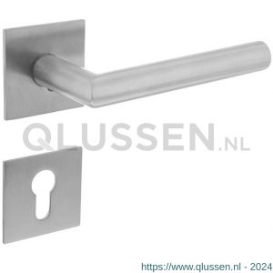 Intersteel Essentials 1850 deurkruk Hoek 90 graden vastdraaibaar geveerd op vierkante magneet rozet met profielcilinderplaatje RVS 0035.185005