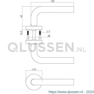 Intersteel Living 1952 deurkruk recht met geveerde rozet ATP RVS 0035.195202