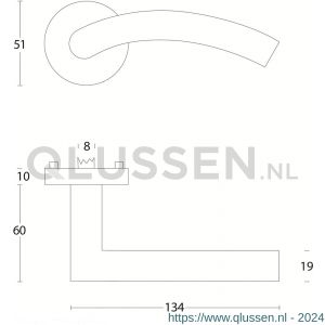 Intersteel Living 1954 deurkruk Lisa-Hoek 90 graden met geveerde rozet ATP RVS 0035.195402