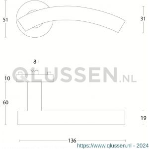 Intersteel Living 1955 deurkruk Gebogen met geveerde rozet ATP RVS 0035.195502