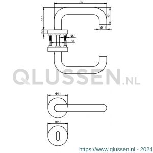 Intersteel Living 1956 deurkruk Rond met geveerde rozet met sleutelgat plaatje ATP RVS 0035.195603