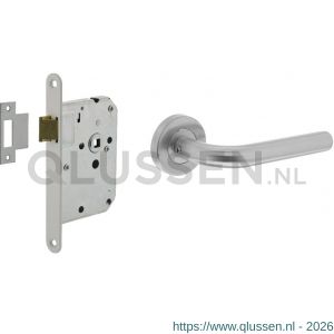 Intersteel Essentials 2100 set bestaand uit loopslot voorplaat wit met deurkrukgarnituur Recht op rozet RVS 0035.210000