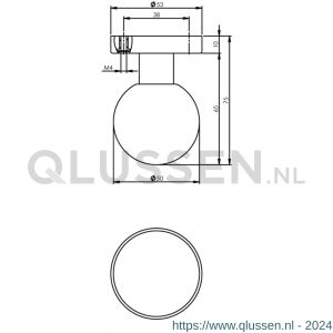 Intersteel 2165 knop bol vast op rozet 10 mm verdekt RVS 0035.216543