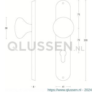 Intersteel Essentials 2695 knoplangschild Paddestoel ovaal 220x41 mm profielcilindergat 72 mm RVS 0035.269536