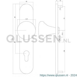 Intersteel Essentials 2697 knopschild Paddestoel verdekt 220x42 mm profielcilindergat 92 mm RVS 0035.269749