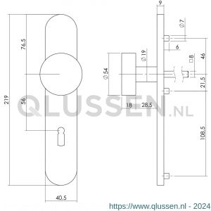 Intersteel Living 2752 knopschild lang verdekt sleutelgat 56 mm 7 mm nokken RVS EN 1906/4 0035.275224