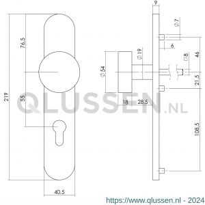 Intersteel Living 2752 knopschild lang verdekt profielcilinder 55 mm 7 mm nokken RVS EN 1906/4 0035.275229