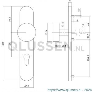 Intersteel Living 2752 knopschild lang verdekt profielcilinder 55 mm 7 mm nokken RVS EN 1906/4 0035.275229