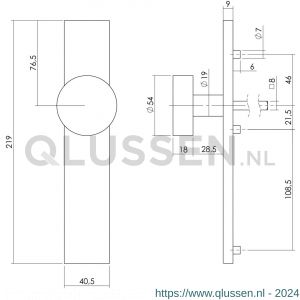 Intersteel Living 2754 knopschild lang verdekt rechthoekig blind 7 mm RVS EN 1906/4 0035.275411