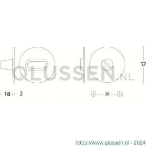 Intersteel Living 3409 WC-sluiting 8 mm rond plat 50x2 mm zonder venster RVS 0035.340999