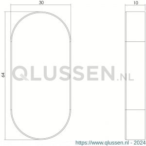 Intersteel Living 3417 afdekplaatje staal verdekt ovaal 65x30x10 mm RVS 0035.341719