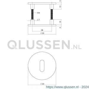 Intersteel Essentials 3423 profielcilinderplaatje staal verdekt met magneet en nokken diameter 55x3 mm RVS 0035.342317