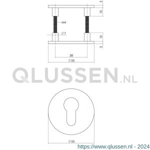 Intersteel Essentials 3423 WC-sluiting 8 mm staal verdekt met magneet en nokken diameter 55x3 mm RVS 0035.342360