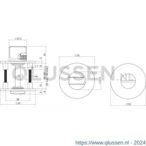 Intersteel Essentials 3424 sleutelplaatje staal verdekt met magneet en nokken vierkant 55x55x3 mm RVS 0035.342416