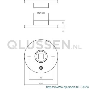 Intersteel Essentials 3434 rozet staal verdekt diameter 53x5 mm met 2-weg veerconstructie RVS 0035.343404