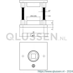 Intersteel Essentials 3436 rozet staal verdekt vierkant 50x50x5 mm met 2-weg veerconstructie RVS 0035.343604