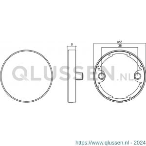 Intersteel 3464 afdekplaatje kunststof verdekt met nokken diameter 55x8 mm circulair geborsteld RVS 0035.346419