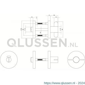 Intersteel Living 3464 WC-sluiting 8 mm kunststof verdekt met nokken diameter 55x8 mm circulair geborsteld RVS 0035.346460