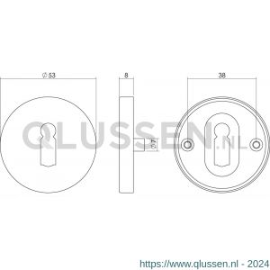 Intersteel Essentials 3512 sleutelplaatje staal verdekt met nokken diameter 53x8 mm RVS 0035.351216