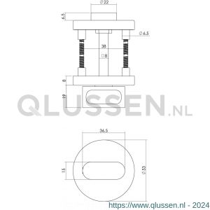 Intersteel Essentials 3512 WC-sluiting 8 mm staal verdekt met nokken diameter 53x8 mm RVS 0035.351260