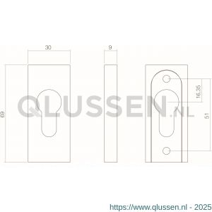 Intersteel Essentials 3752 veiligheids schuifrozet 10 mm rechthoek RVS 0035.375240