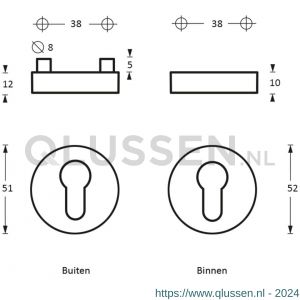 Intersteel Essentials 3752 SKG3 veiligheids rozet rond massief verdekt RVS 0035.375261