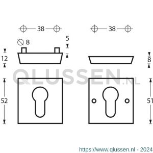 Intersteel Essentials 3752 SKG3 veiligheids rozet vierkant massief met zichtbare bouten RVS 0035.375270