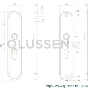 Intersteel 3961 SKG3 NM-veiligheids schilden doorgaand profielcilindergat 55 mm met kerntrek beveiliging RVS 0035.396129