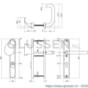 Intersteel Essentials 3980 SKG3 smalschilden greep-kruk verkropt profielcilindergat 92 mm met kerntrek beveiliging RVS 0035.398049