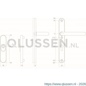 Intersteel Essentials 3983 SKG3 Ovale rozet kerntrekbeveiliging met smalschild-kruk PC 72 mm RVS 0035.398336