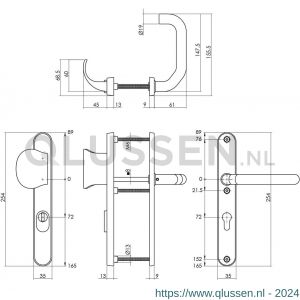 Intersteel Essentials 3985 SKG3 smalschilden geveerd greep-kruk verkropt profielcilindergat 72 mm met kerntrek beveiliging RVS 0035.398536