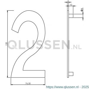 Intersteel Essentials 4020 huisnummer 2 150 mm RVS 0035.402042