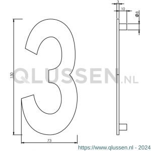 Intersteel Essentials 4020 huisnummer 3 150 mm RVS 0035.402043