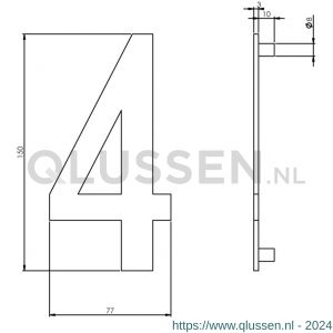 Intersteel Essentials 4020 huisnummer 4 150 mm RVS 0035.402044