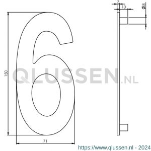 Intersteel Essentials 4020 huisnummer 6 150 mm RVS 0035.402046