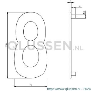 Intersteel Essentials 4020 huisnummer 8 150 mm RVS 0035.402048