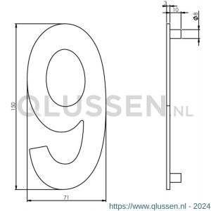 Intersteel Essentials 4020 huisnummer 9 150 mm RVS 0035.402049