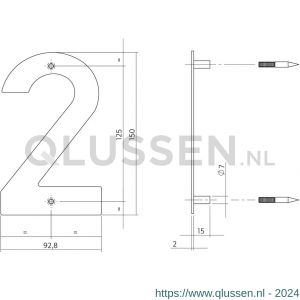 Intersteel Essentials 4020 huisnummer 2 150x2 mm RVS 0035.402072