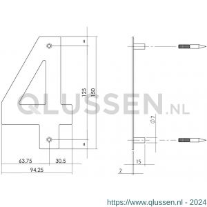 Intersteel Essentials 4020 huisnummer 4 150x2 mm RVS 0035.402074